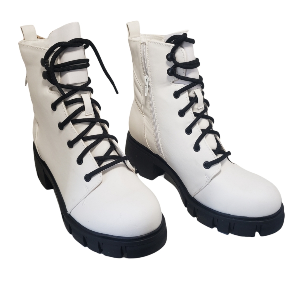 MIA Tauren Faux Leather Combat Boots Women's Size 9 Chassidy White Malta… - Picture 5 of 16